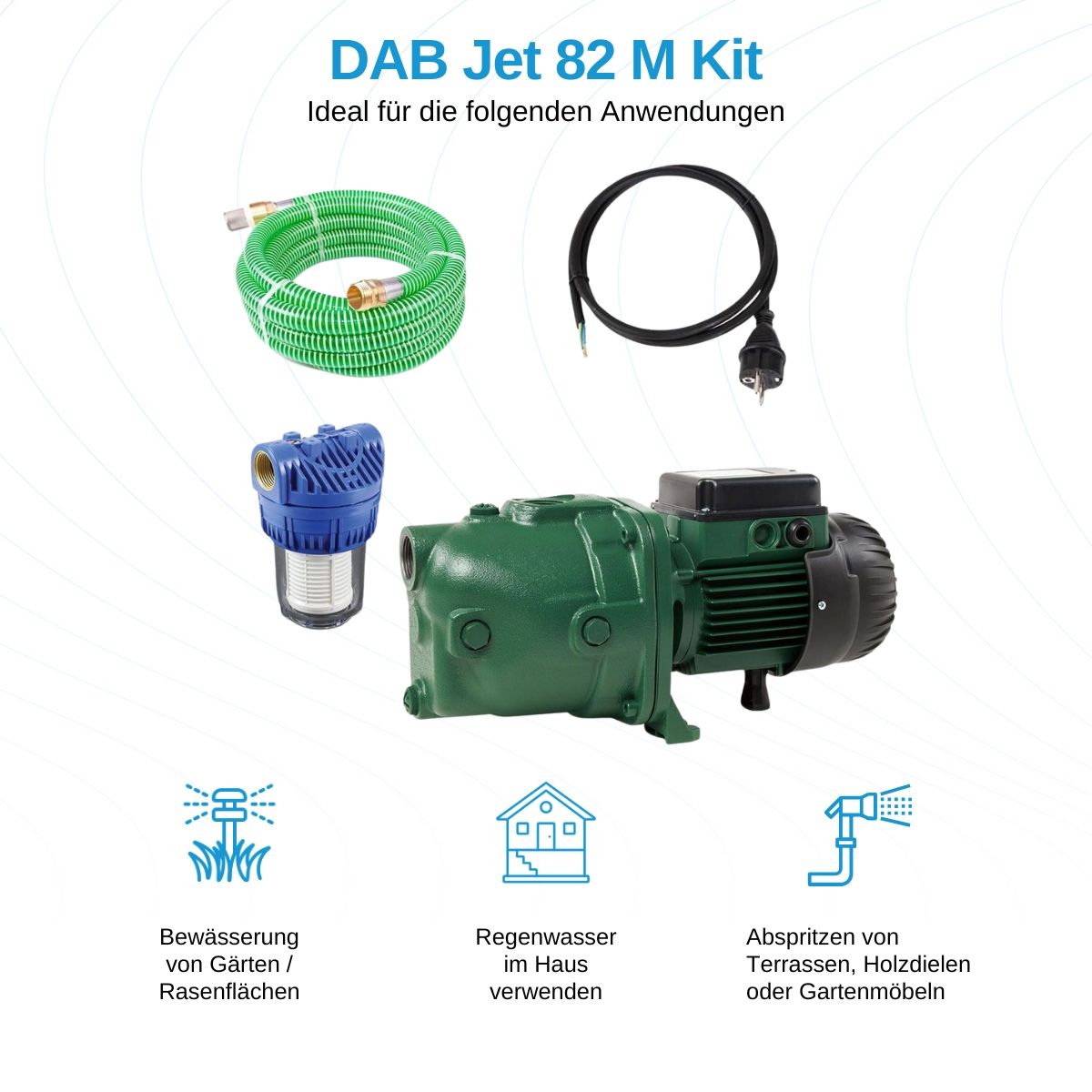 DAB Jet 82 M mit Ansaugschlauch 7 Meter und Vorfilter